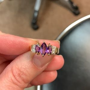 10kt Solid Gold Amethyst and Diamond ring